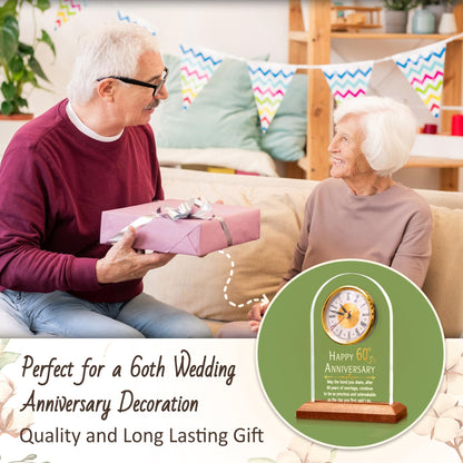 OkiyiD 60th Anniversary Wedding Gift, Anniversary Quartz Clock, Desk Table Clock, 60 Years of Marriage, Diamond Wedding for Couple, Parents,