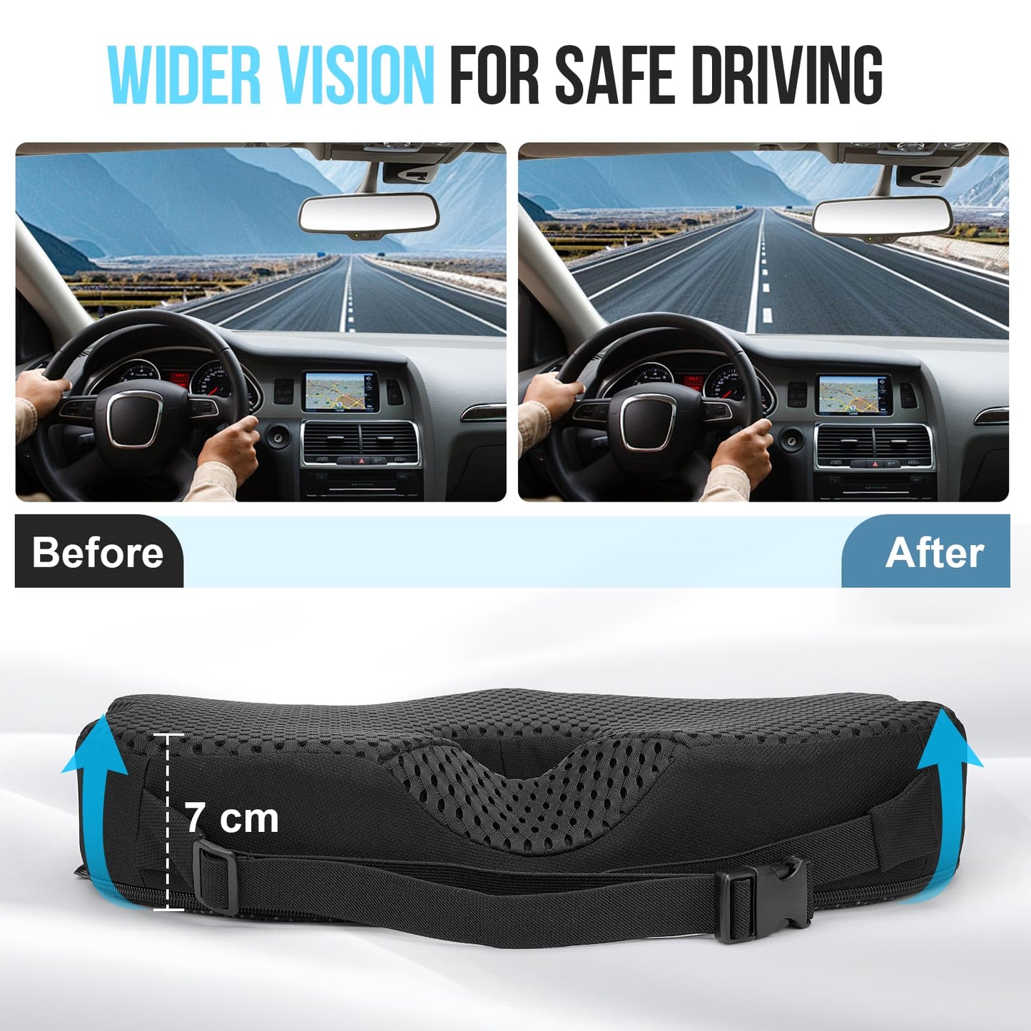 Arbanith Car Seat Cushion for Driving – Ergonomic Wedge Memory Foam Booster