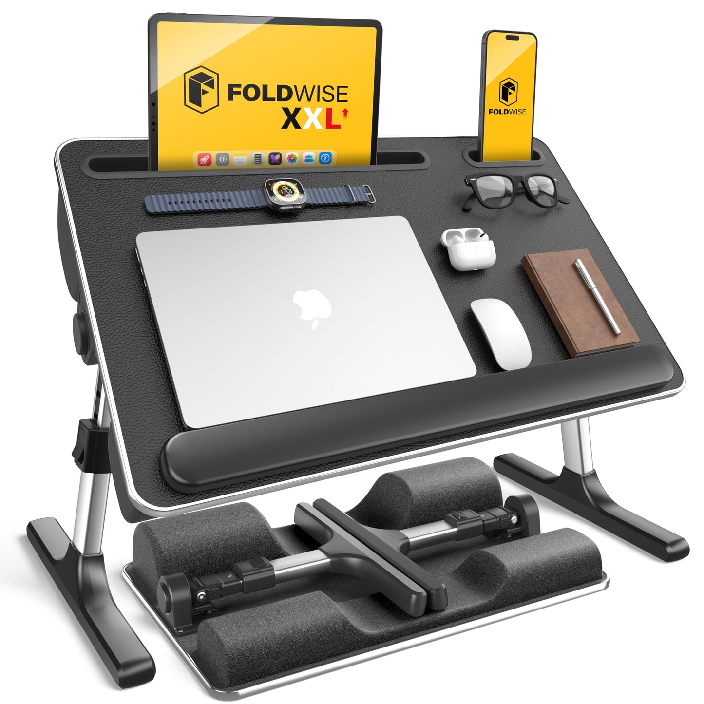 FoldWise 2-in-1 Bed Table & Lap Desk - Soft Cushions, Foldable Laptop Tray