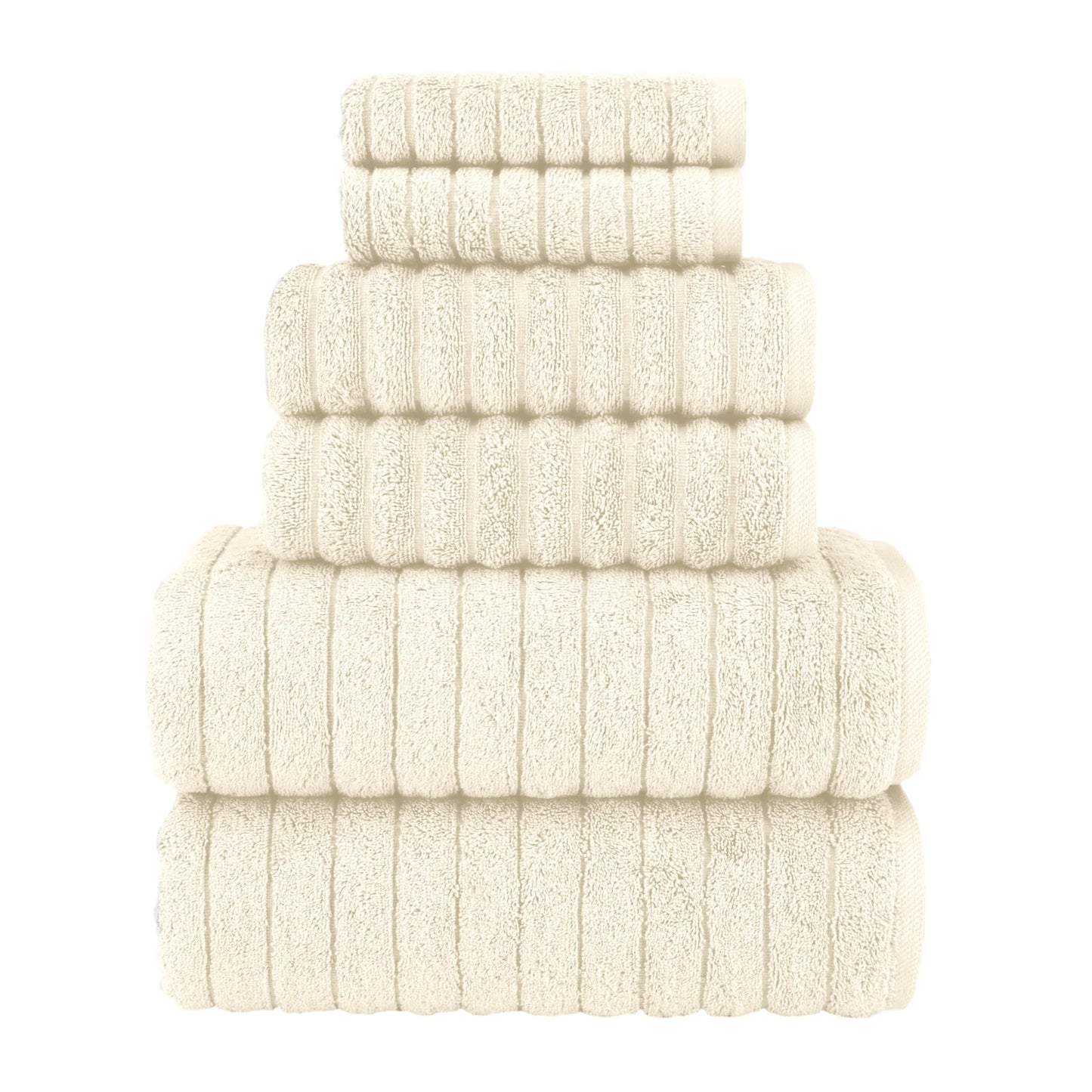 Elegant Comfort 100% Turkish Cotton Corduroy Ribbed Luxury Bath Towels 6-Piece Set, Premium Feel - Quick Dry, Highly Absorbent