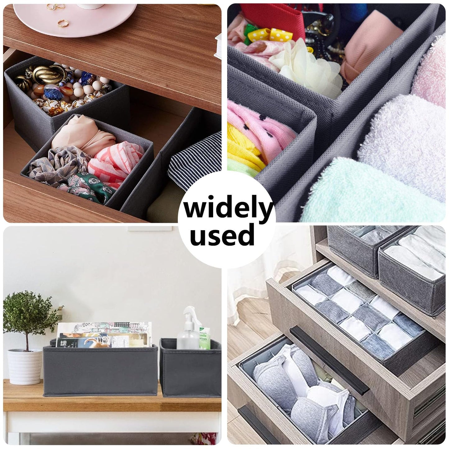 GAYSHI 4 Pack Large Drawer Organiser, Clothes Drawer Organiserss, Wardrobe Storage Boxes, Foldable Fabric Storage Boxes for Bras, Cosmetics
