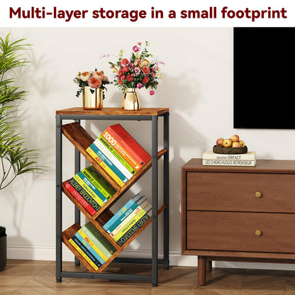 IBUYKE 5 Tier Tree Bookshelf,Small Desktop Bookshelf,Brown TBC003H