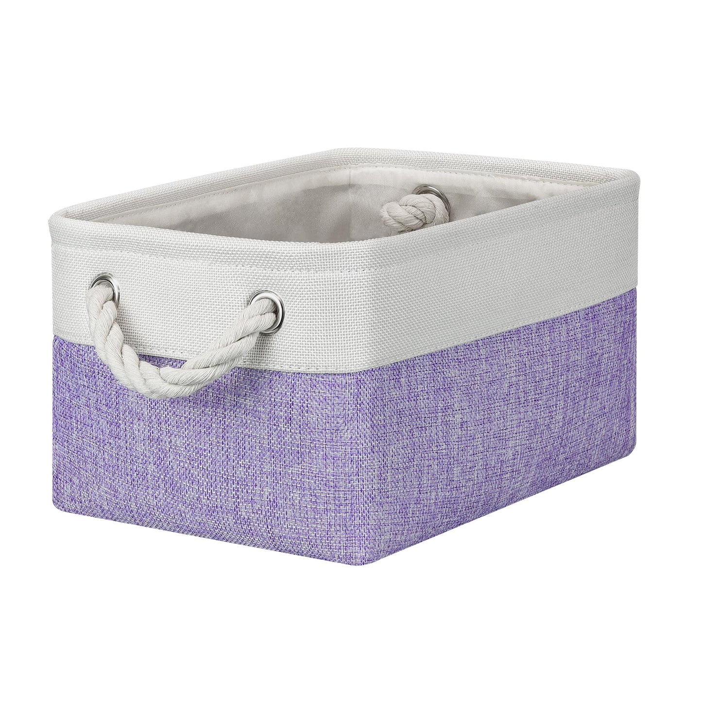 PWVMWM Small Storage Baskets with Rope Handles, Collapsible Fabric Storage Box, Small Linen Basket for Bedroom Bathroom Cupboards Shelves Wardrobe