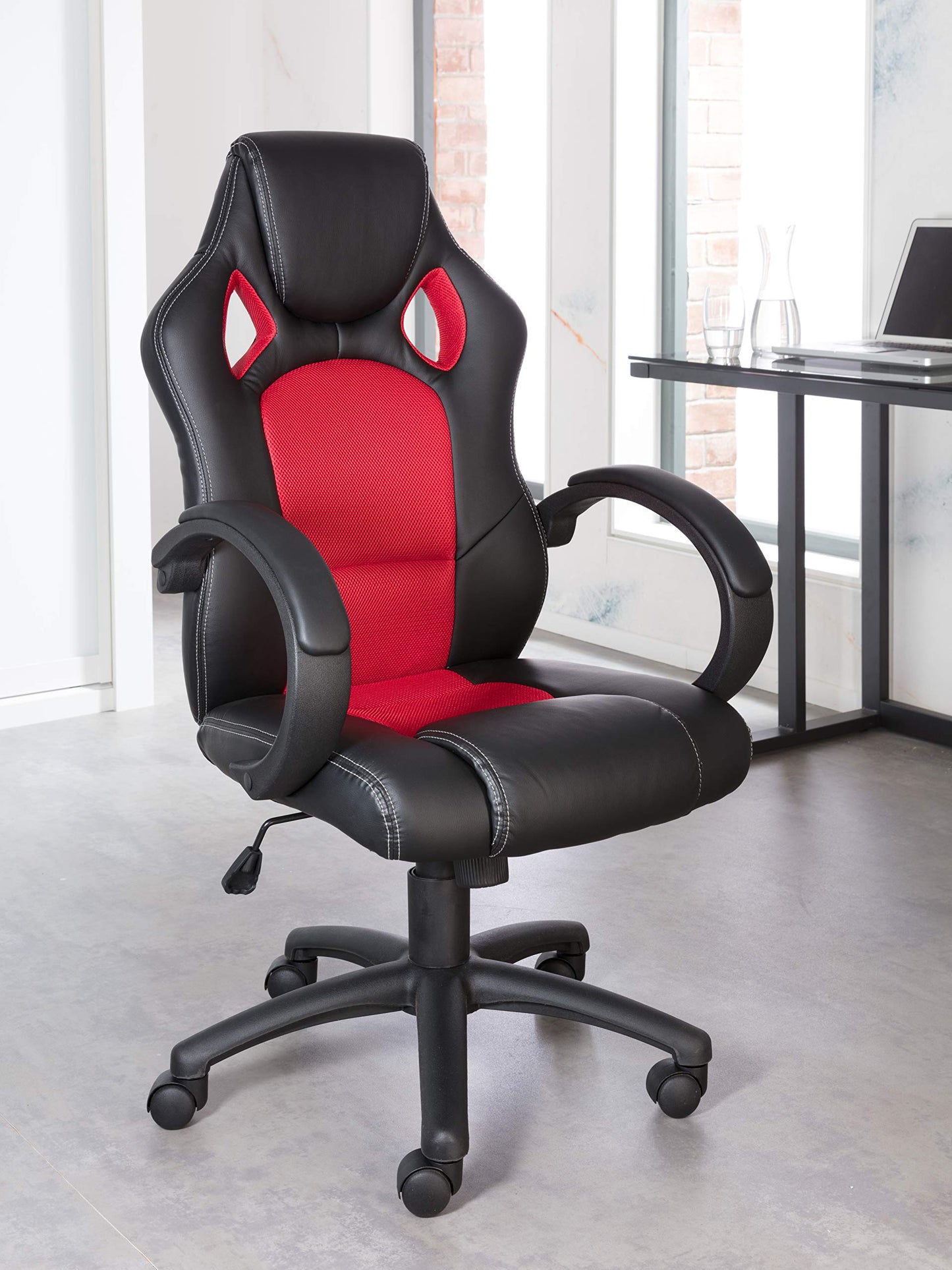 Alphason,AOC5006R,Daytona Faux Leather Racing Chair - Red fabric insert,Red fabric insert
