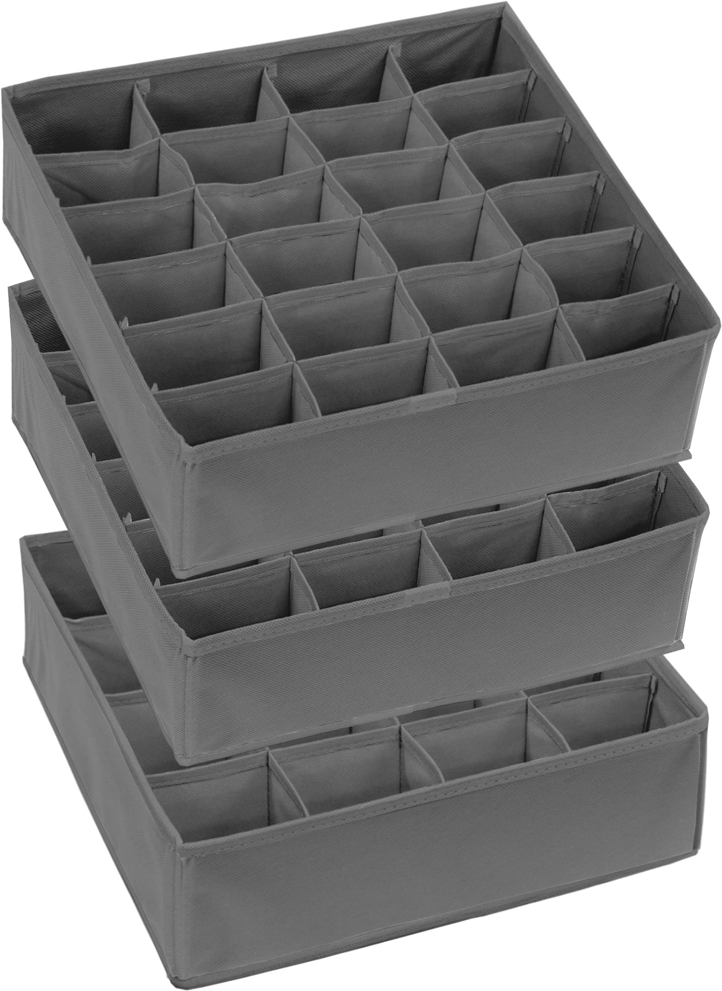 Simple Houseware Closet Drawer Organizer for Clothes, Socks and Underware, 3 Pack, Dark Grey