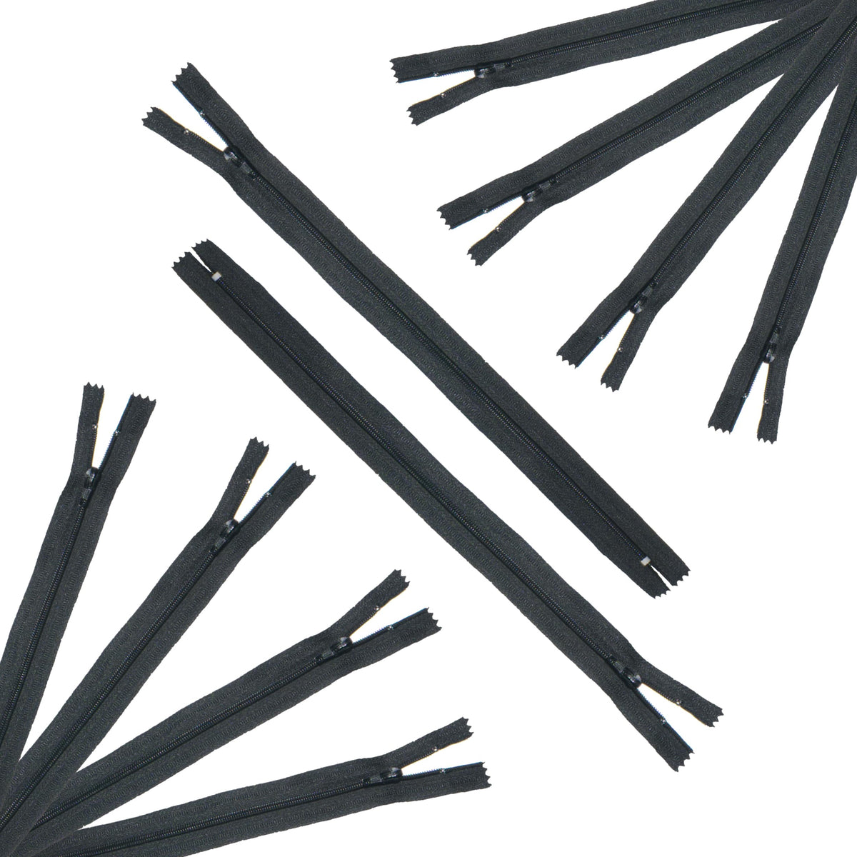 Trimz 1 Piece Black Autolock Closed End Zip - 18cm 7 Inch - Nylon Zip with 4mm Teeth for Dressmaking, Skirts, Cushions & Crafts