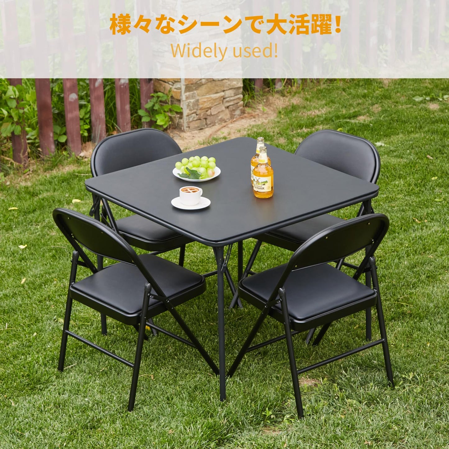 BOOSDEN Folding Chair, Foldable Chair, Set of 4, Faux Leather Fold Up Chairs for Home, Office, Dining, Portable and Compact Metal Frame Folding Seat