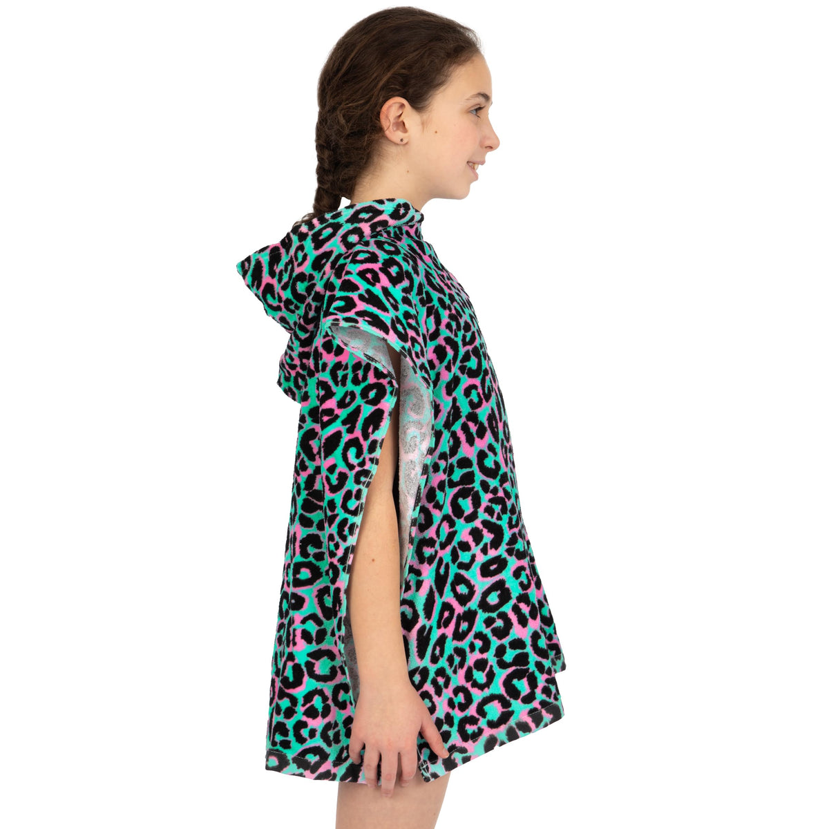 Harry Bear Girls Towel Poncho, Leopard Print Kids Towel Poncho, Cotton Beach Towels And Swimming Towels, One Size, Green