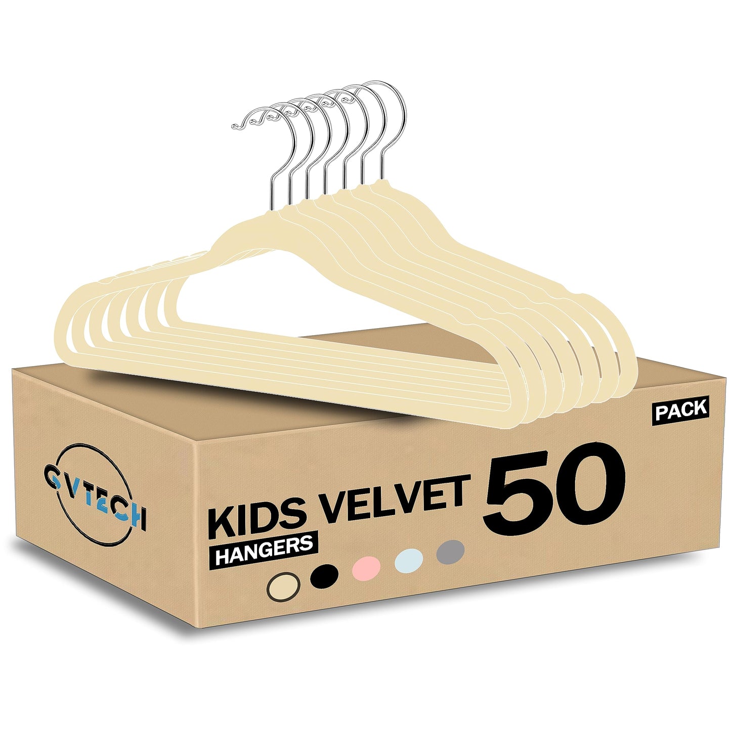 GVTECH Kids Hangers Velvet, [50 Pack] Children Cloth Durable Baby Hangers for Closet - Perfect Infant Toddler Kid Hanger for Everyday Use