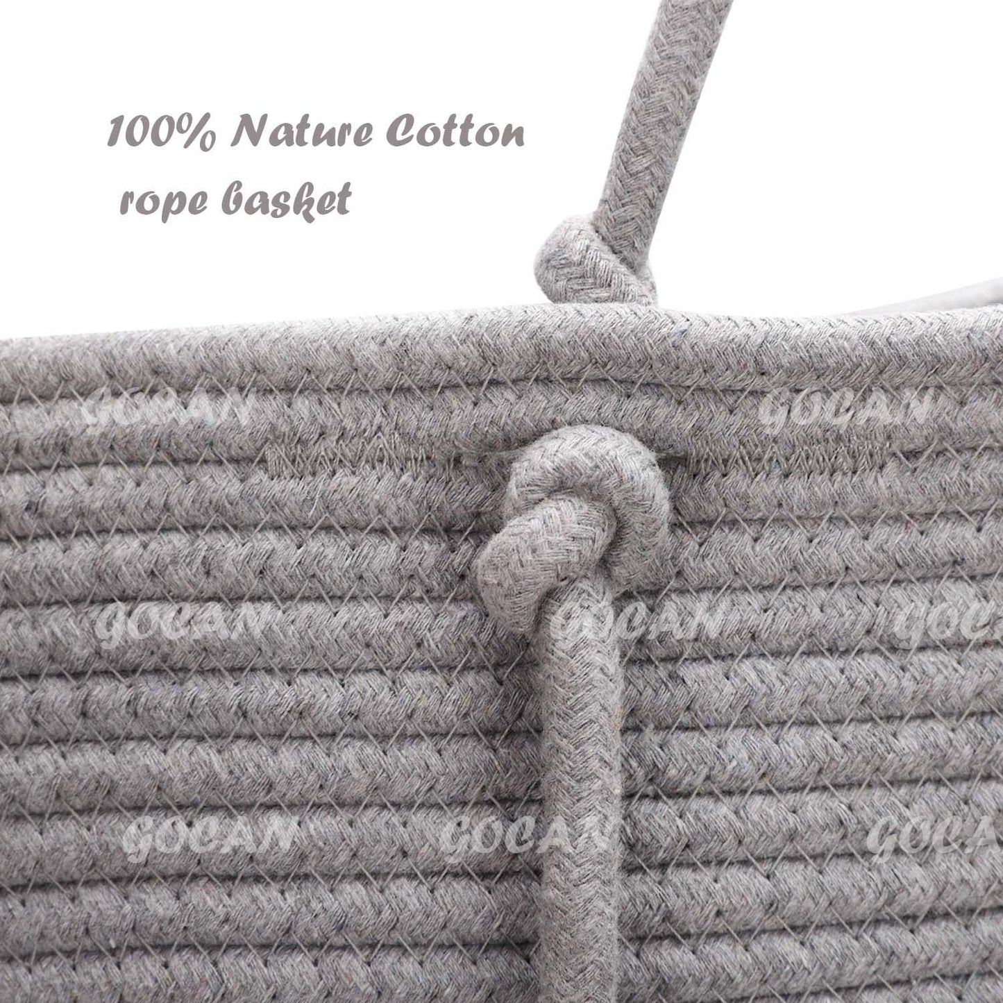 GOCAN 3-Tier Over Door Cotton Rope Woven Hanging Storage Basket(Grey)