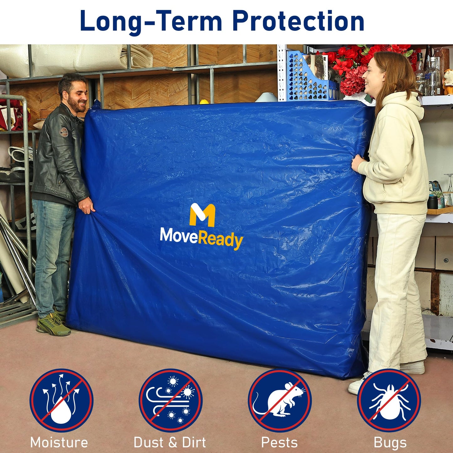MoveReady Double Mattress Cover for Moving, Mattress Storage Bag