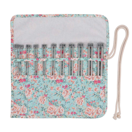 Coopay Knitting Needles Set with Roll Bag, Straight Single Pointed Knitting Needles Kit, 22 Pcs Lightweight Metal Long Knitting Pins and Handy Storage
