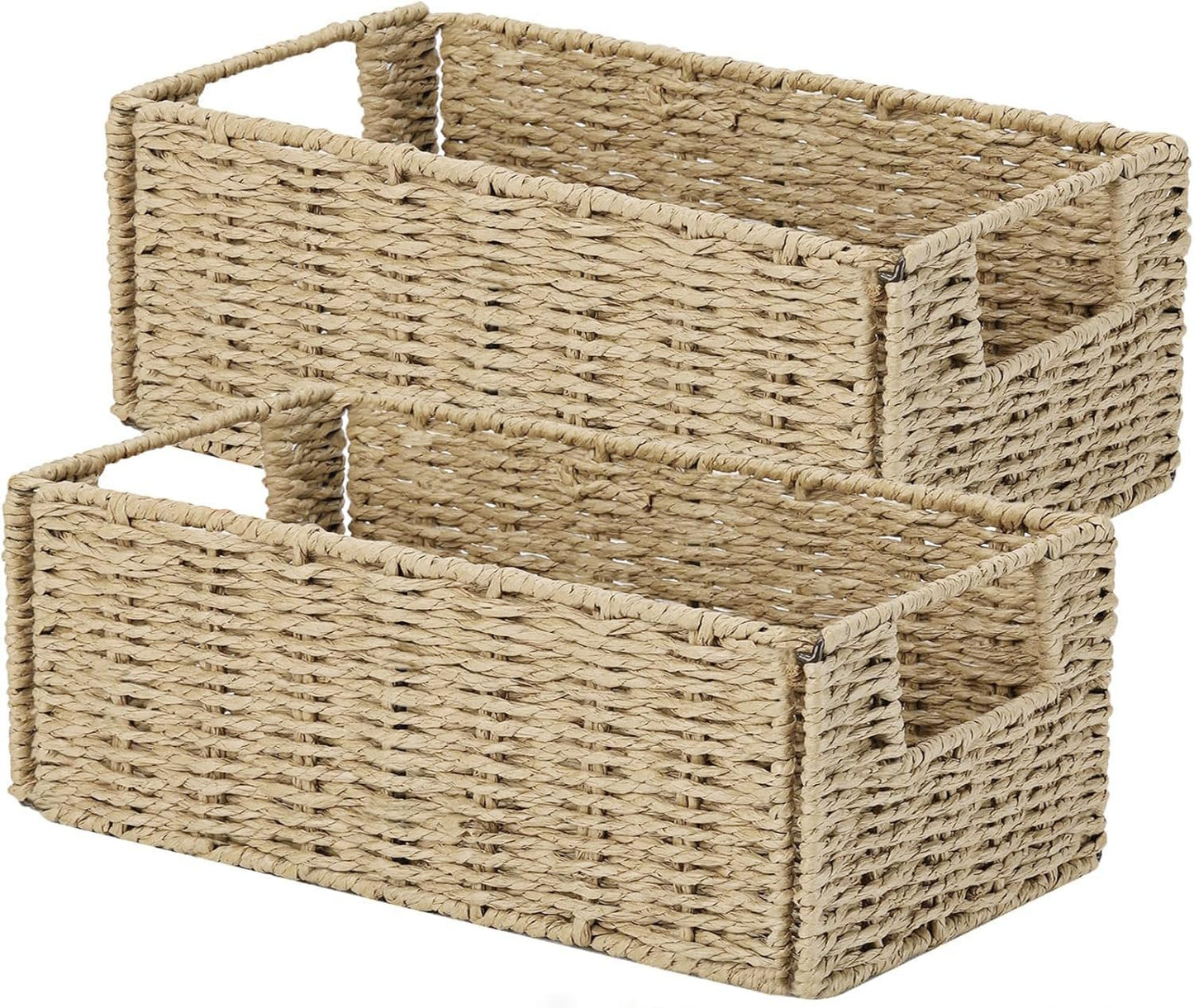 Aluusy 2-Pack Foldable Storage Baskets,31x15x12cm,Khaki