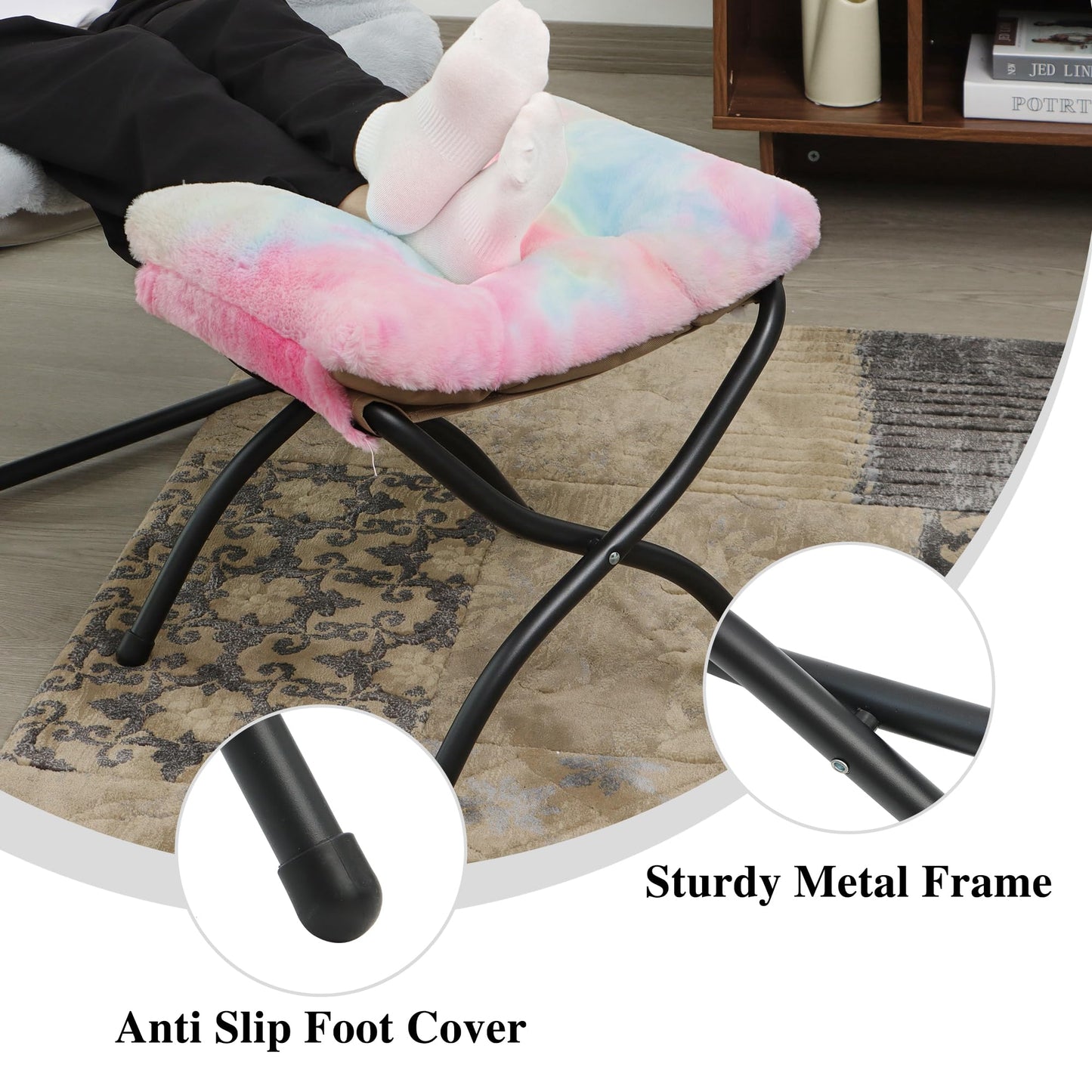 Mordchil EU 15"(H) Folding Ottoman, Foldable Footrest Stool, Portable Small Foot Stool for Couch, Collapsible Foot Rest Ottoman for Sofa