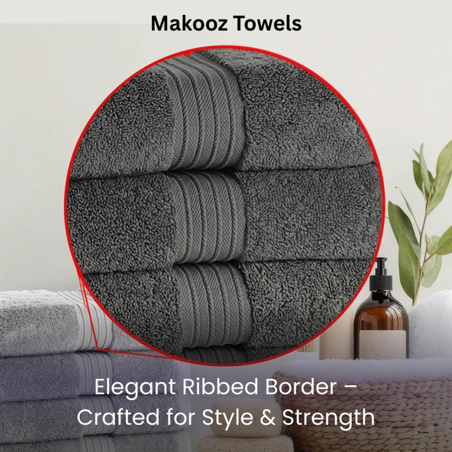 Makooz Premium 700 GSM Hand Towels for Bathroom 2 Pack – 100% Natural Ring-Spun Egyptian Cotton – Luxurious Ultra Soft