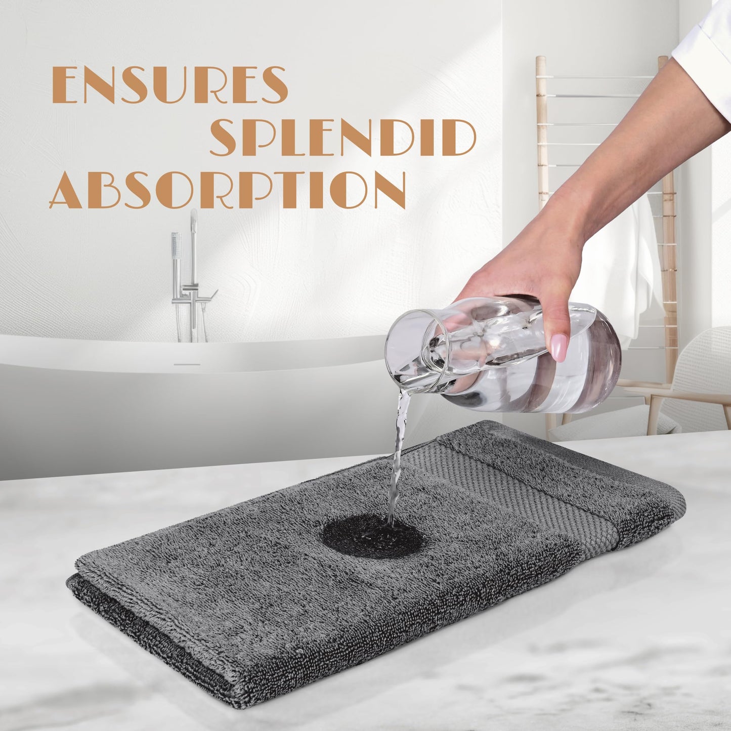 White Classic | 12 Pack 40x68 cm | Wealuxe Grey Hand Towels for Bathroom, Cotton Hand Towel Bulk for Home Kitchen or Gym and Spa