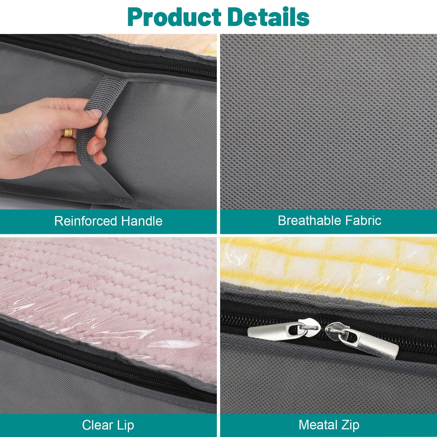 Dntorx 6 Pack 90L Underbed Storage Bags With Lids, Foldable, Grey