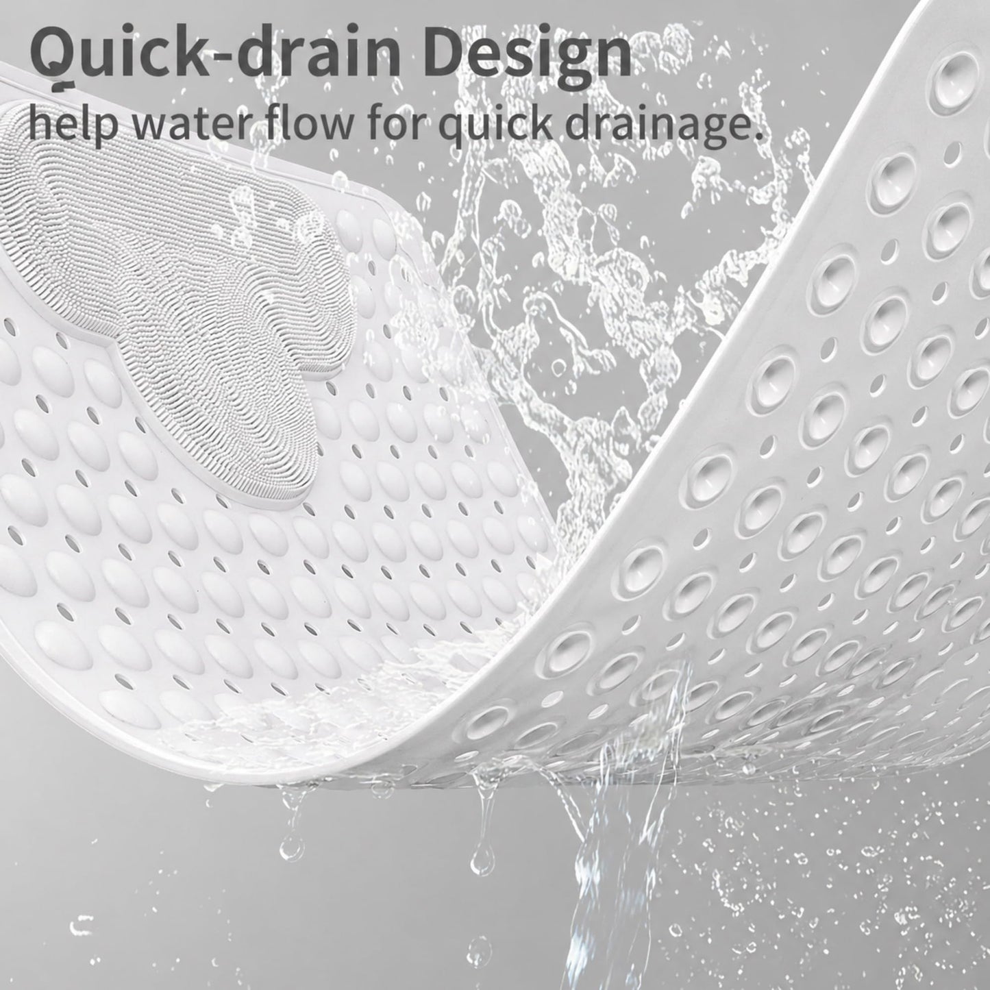 Venuso Shower Mat Non Slip Anti Mould, 80x80 cm Non Slip Bath Mat with Foot Massage Area