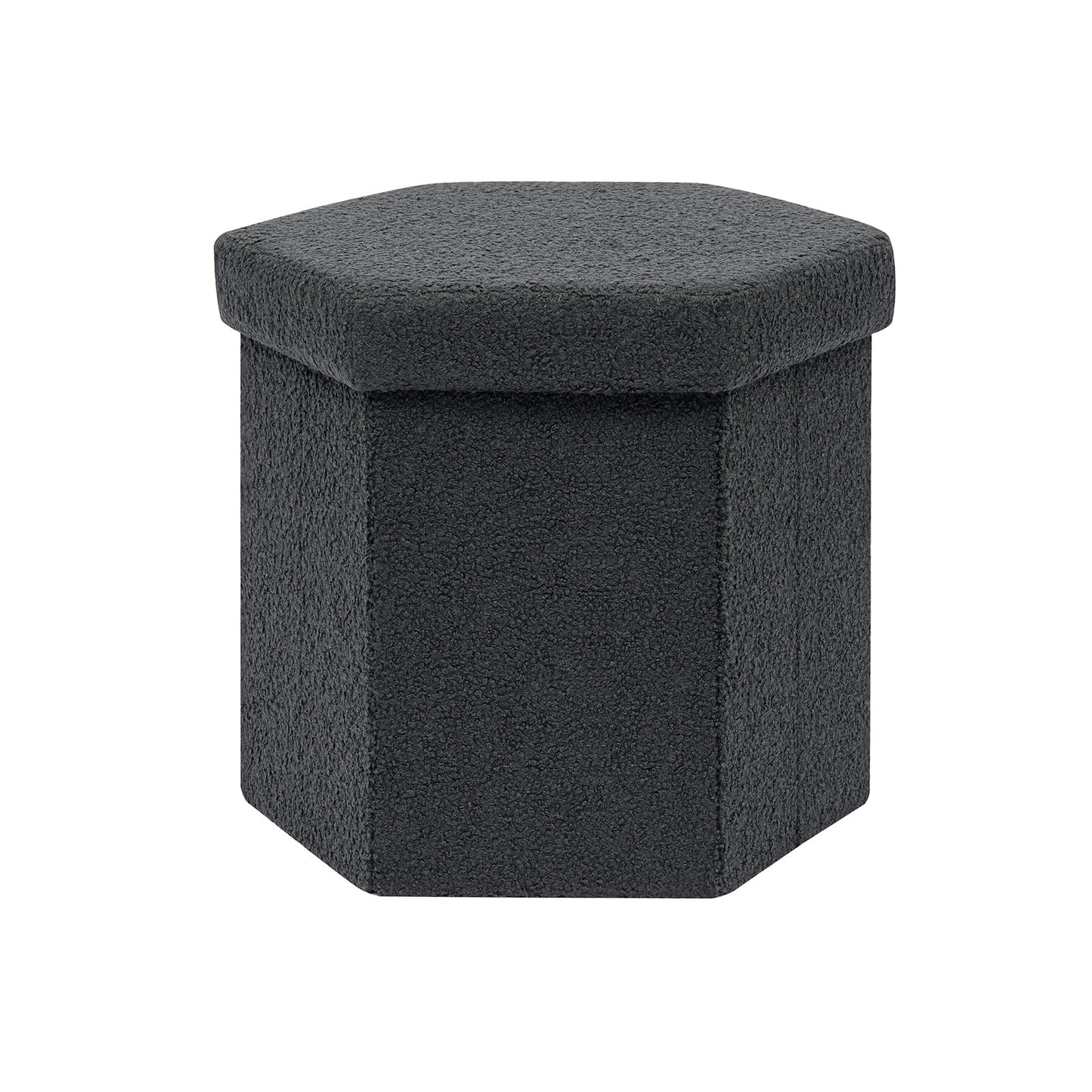 Bonlife Folding Storage Ottoman Hexagonal, Footrest with Toy Ches Box, 43cm