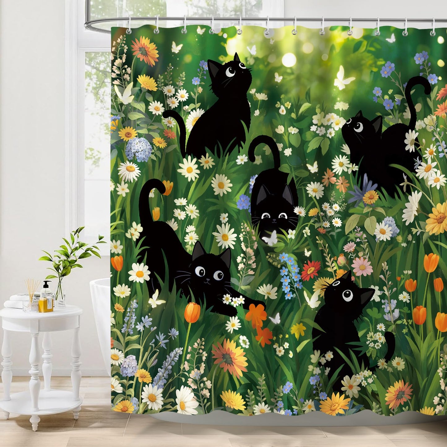 Dazzlewall Funny Cat Shower Curtain for Bathroom Mould & Mildew Resistant