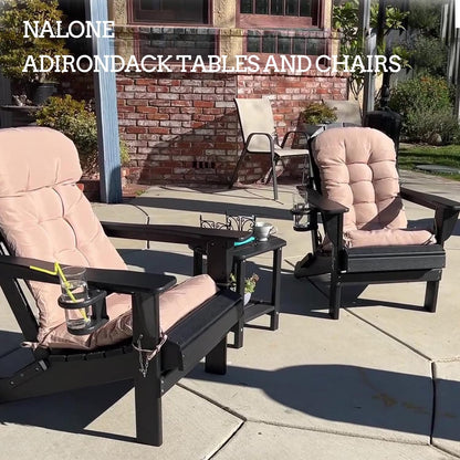 NALONE Adirondack Side Table 16.5" Outdoor Side Table HDPE Plastic Double Adirondack End Desk for Patio Black