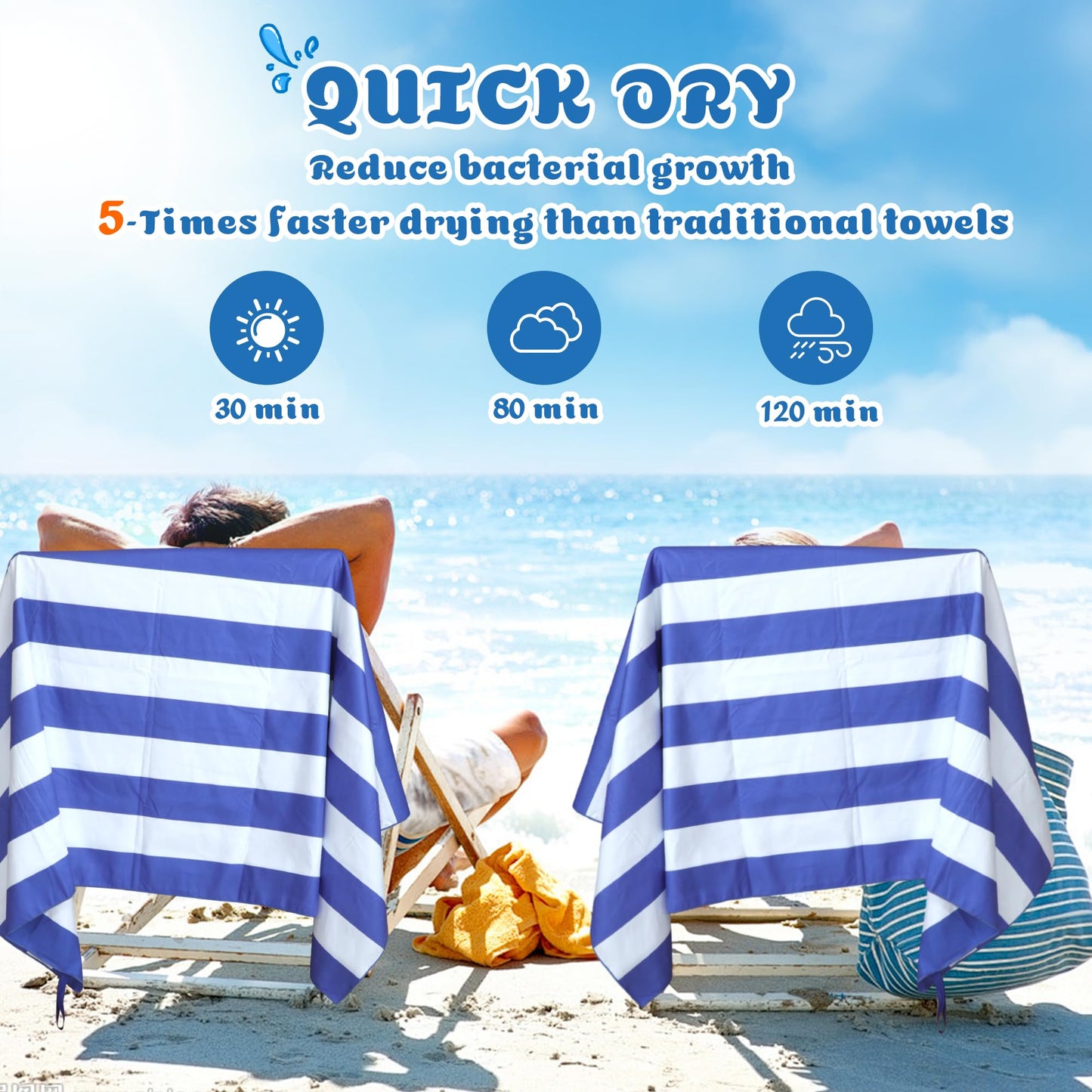 Anavasi Microfibre Beach Towels for Adults, 2 Pack 180 x 90cm 100% Recycled