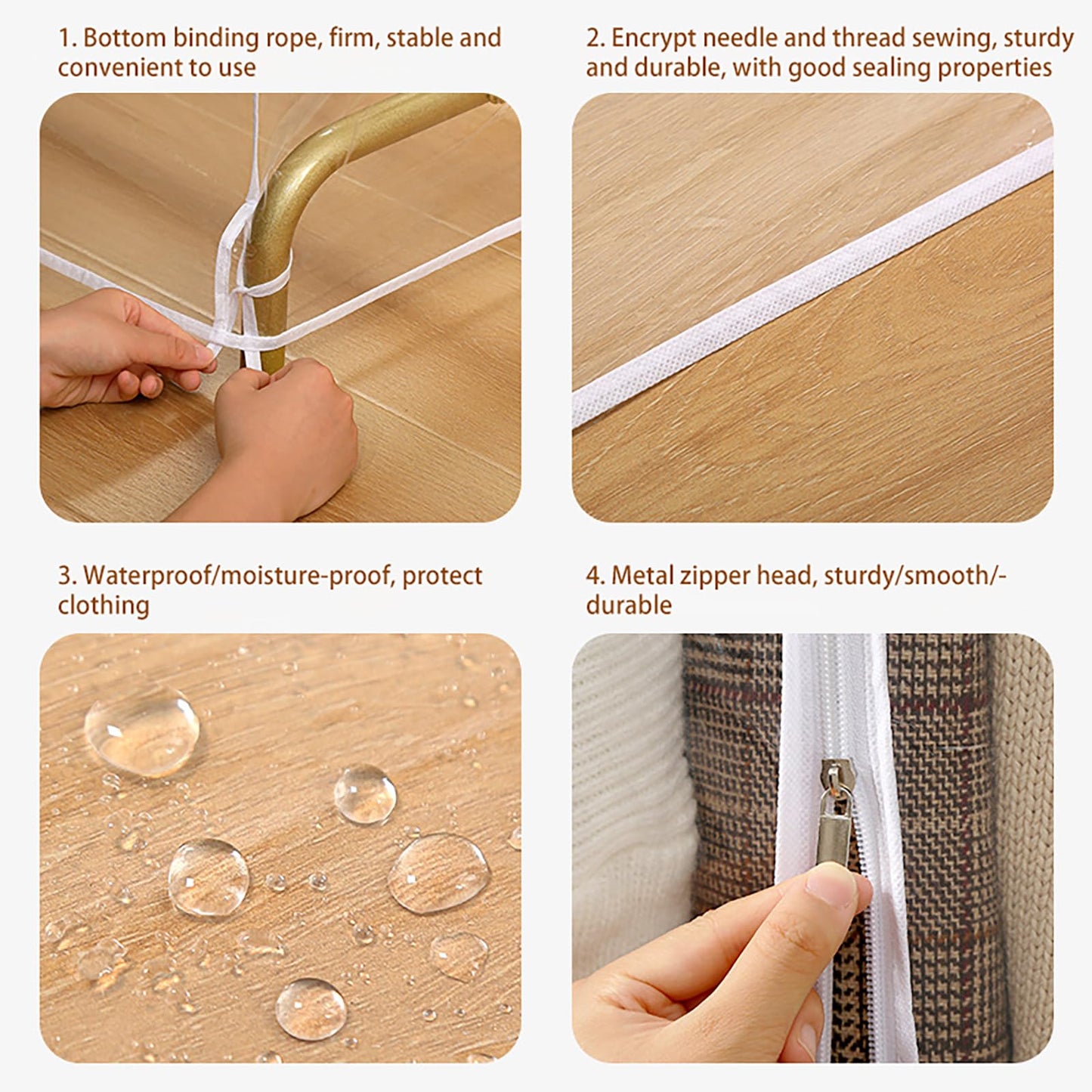 XIANTIAN6ft Transparent Clothes Rail Cover Strong Zipped Hanging Coat Large Protective Garment Cover