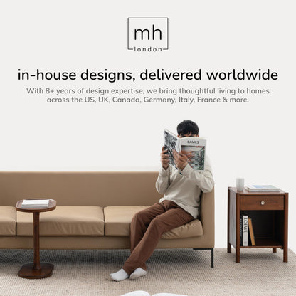 MH London Destiny Square Side End Table - 56cm Tall Solid Mango Wood Accent Table - Handmade Dark Espresso Nightstand for Living Room