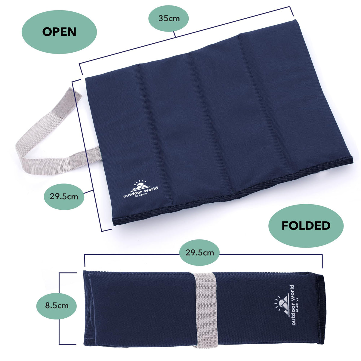 2 x Outdoor World Folding Sit Mats – Lightweight Waterproof Foam Seat Pad for Camping, Hiking, Festivals & Picnics