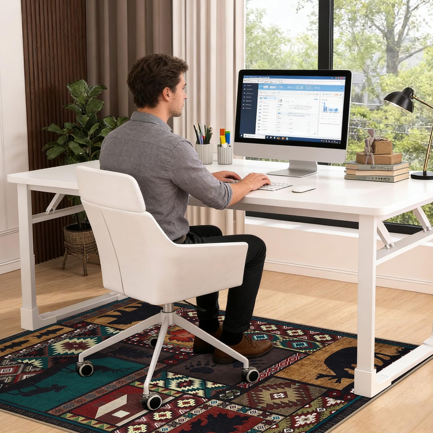 Homcomodar Office Chair Mat for Hardwood Floor 90x120cmDesk Chair Mat Brown