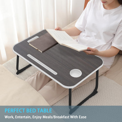 Laptop Bed Desk, Lap Desk Breakfast Tray Table for Eating, Reading, Writing, Laptop Stand for Bed, Sofa, Home and Office Dark Grey