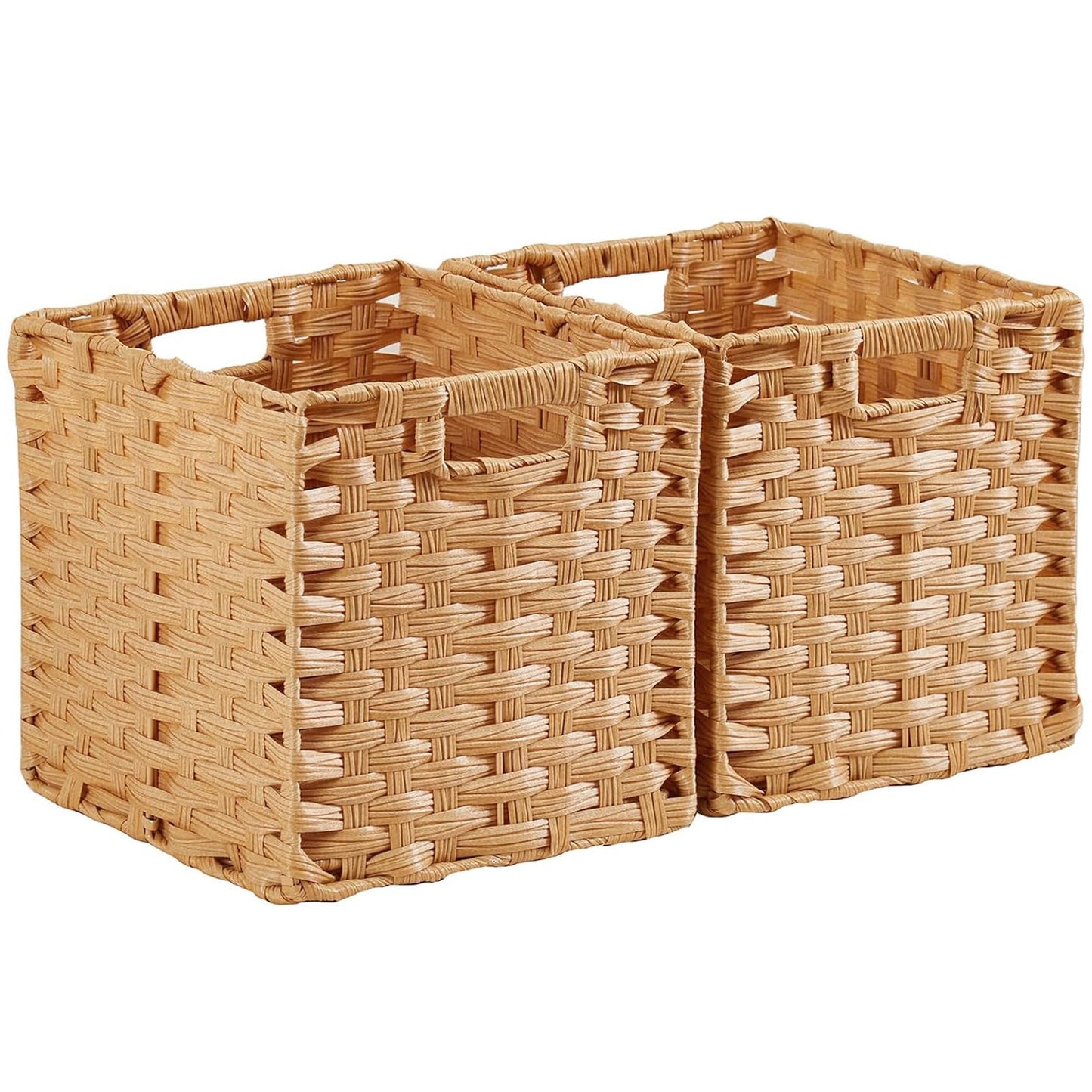 Mangata 28 cm Storage Cube Boxes for 30 cm Closet, Rattan Effect Storage Baskets, Wicker Woven Polyrattan Material Closet Organizer, 28x28x28 cm