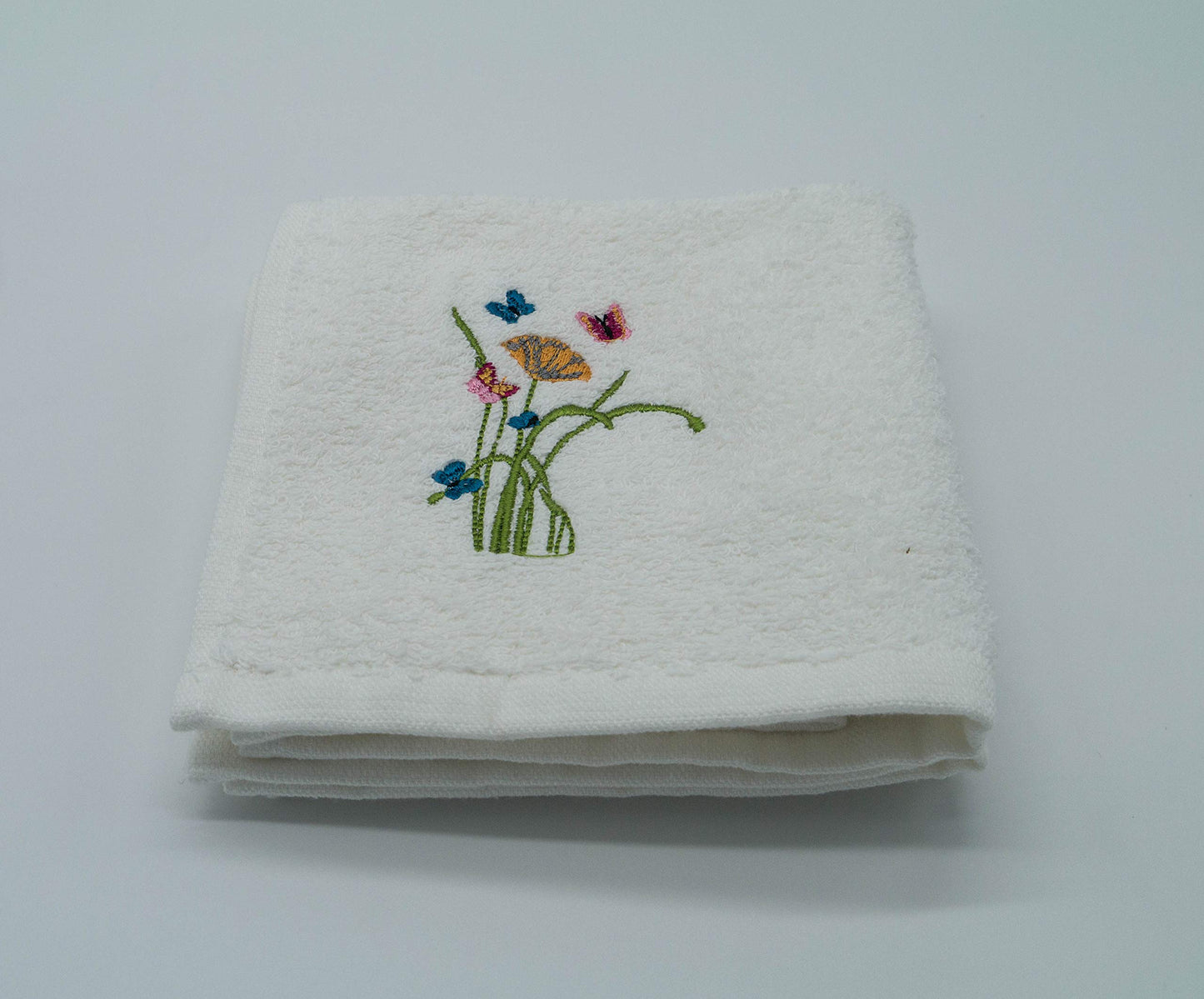 Lex's Linens Floral & Butterfly Embroidered Towels (Set of 2 Face Cloths)