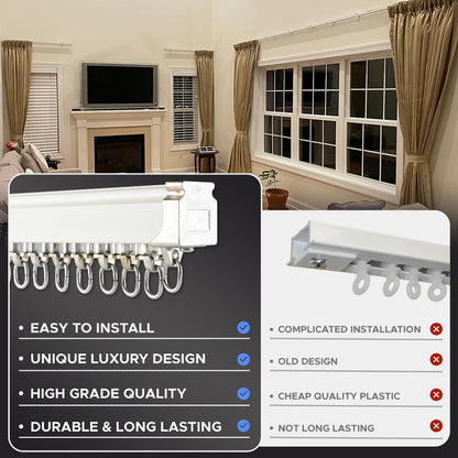 Ceiling Curtain Track Set | 3ft-16.4ft / 5 Meter | Ceiling Track for Curtains-Room Divider | Ceiling Mounted Curtain Track For Privacy | Living Room