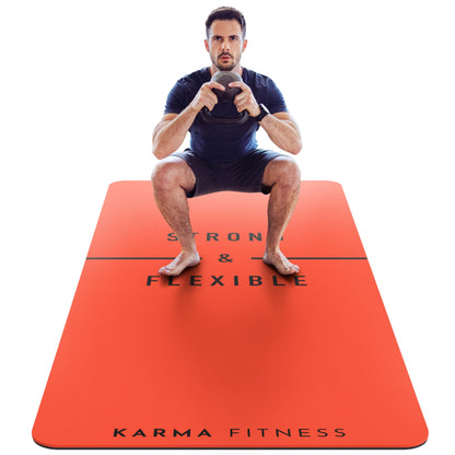 Large Exercise Mat  Extra Wide & Extra Thick Yoga Mat (183cm x 80cm x 10mm), TPE Fitness Mat with Free Carry Straps, Perfect for HiiT Home Workouts &