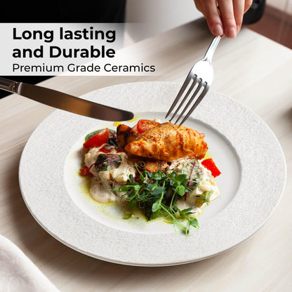 MIAMIO - 23 cm, Set of 4 Dinner Plates/Ceramic Plate Set, Crockery Set - Modern Plates, Microwave and Dishwasher Safe - Oasis Collection
