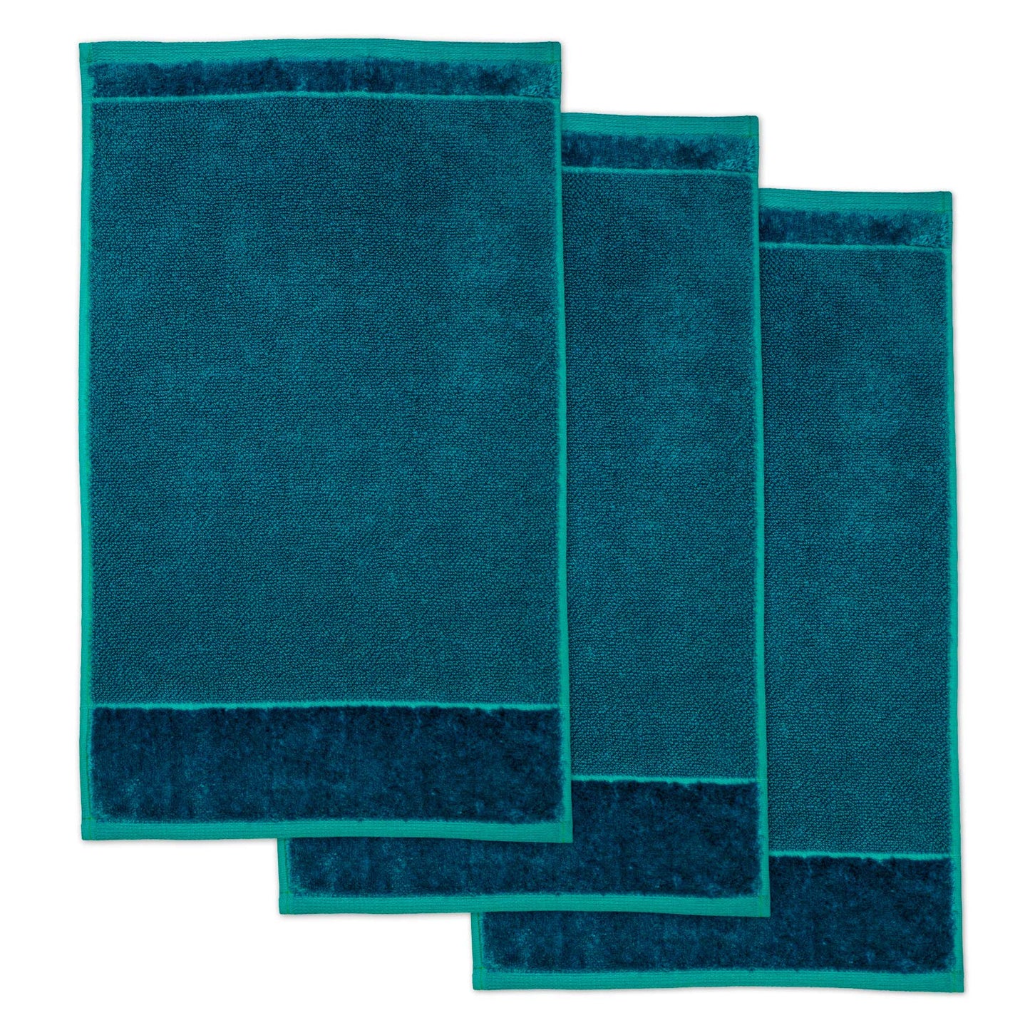 Möve Bamboo Luxe set of 3 guest towels 30 x 50 cm made of 60% cotton / 40% viscose from bamboo cellulose, deep lake