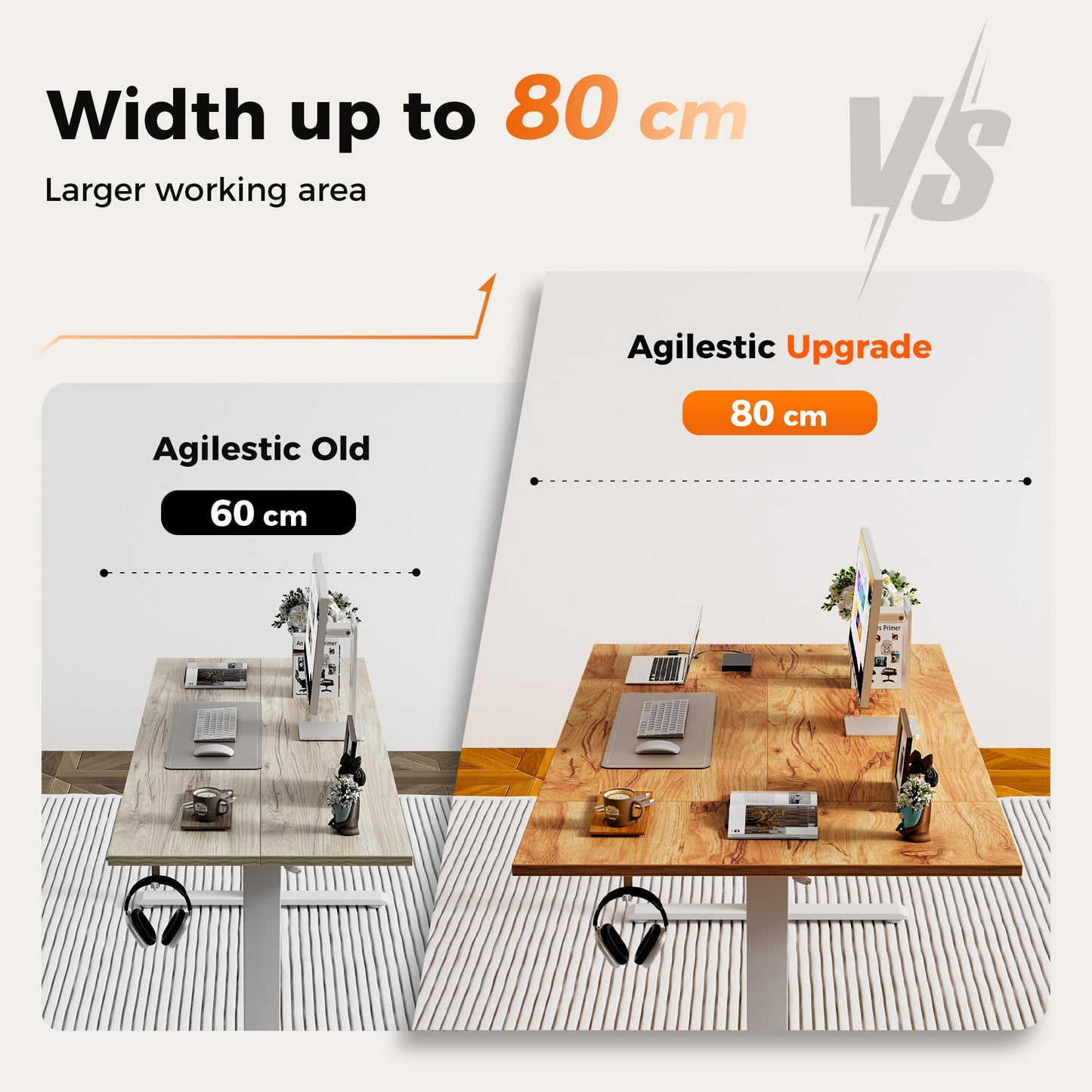 Agilestic Height Adjustable Electric Desk, 2 Memory Height, 160x80cm