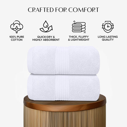 Luxury Set of 2 Jumbo Bath Sheets 100x150cm - Zero Twist 580 GSM White
