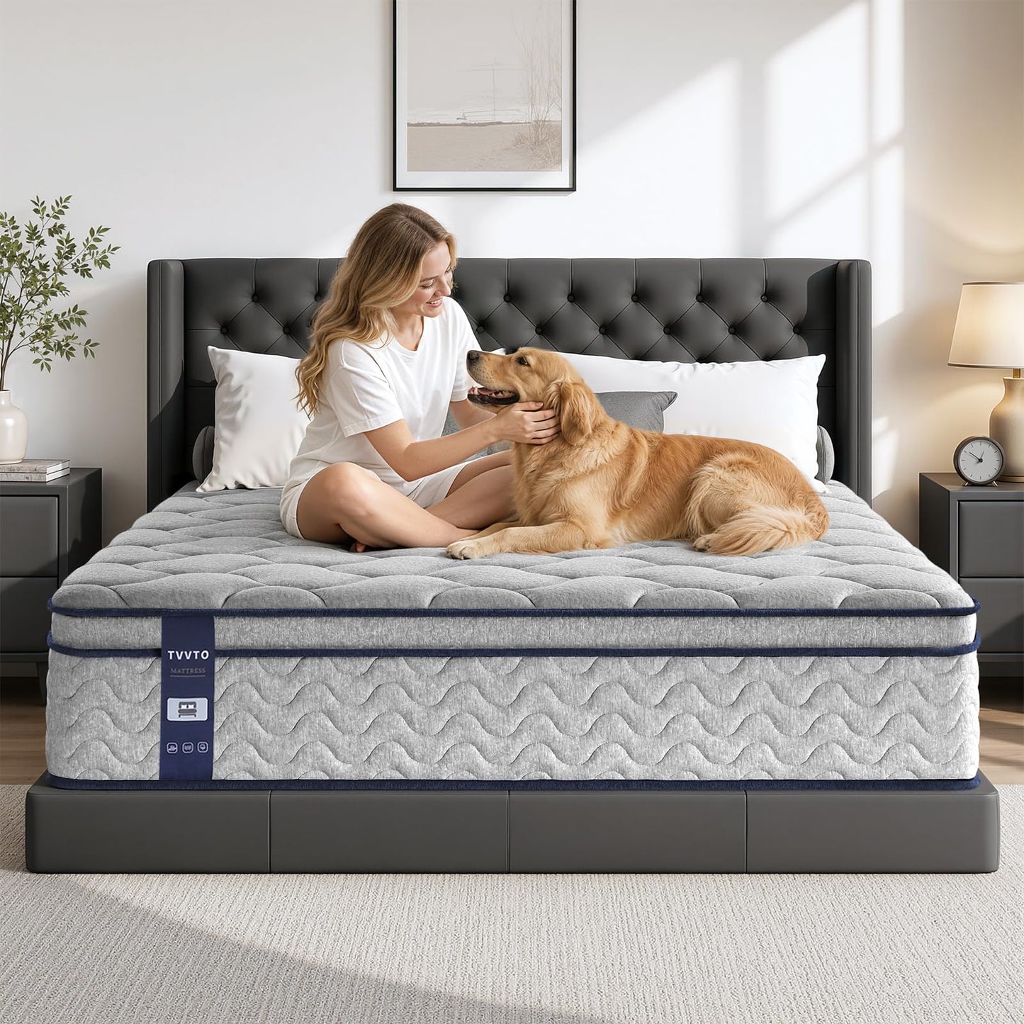 TVVTO Single Hybrid Mattress 3FT - 10.2Inch Medium Firm 90x190x26cm