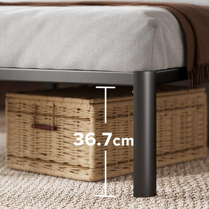 Zinus Van Double Bed frame - Bed 135x190 cm - 41 cm Height with Underbed storage - Metal Platform Bed frame with Steel slat support - Black