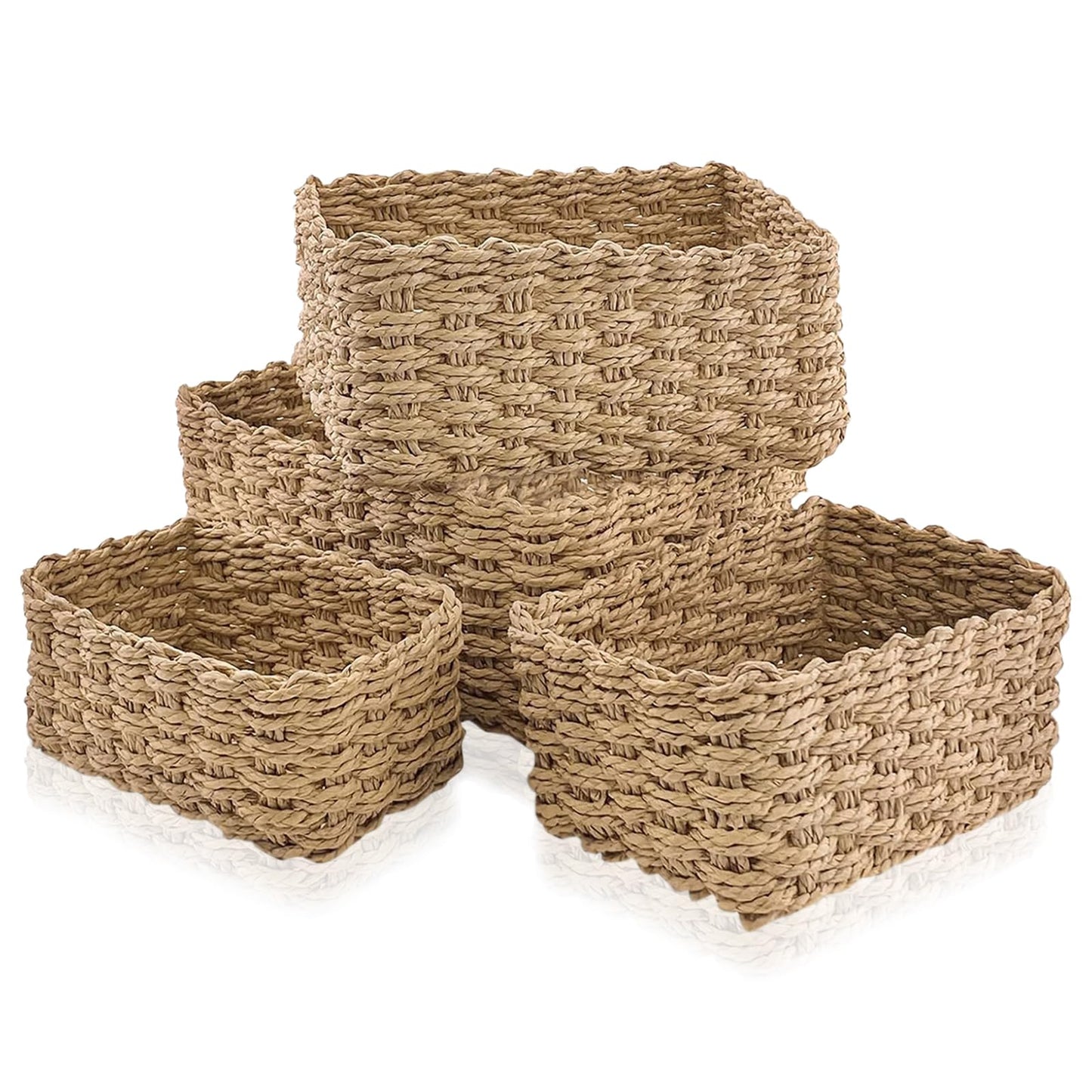 4 PCS Small Wicker Baskets, Multifunctional Woven Storage Baskets