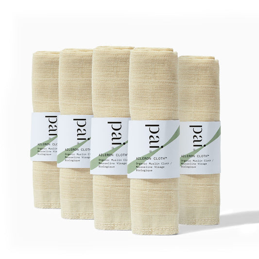 Pai Skincare The Aileron Cleansing Face Cloth Pack of 5, Organic Muslin Cloths for Gentle Exfoliation, Double-Layered Cotton, Muslin Face Cloths for