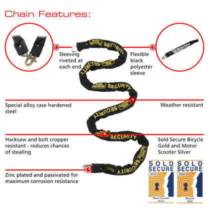 Burg-Wachter Wachter 1.5M Sold Secure Gold Bike Chain, Lock and Ground Anchor Kit Black