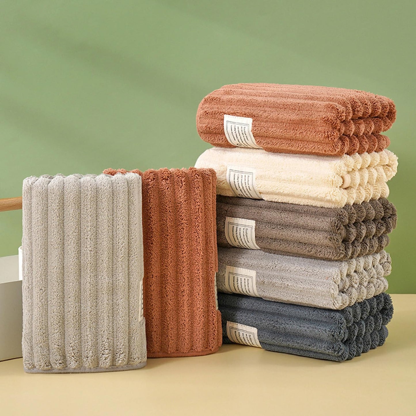 Wovella 5 Piece Hand Towel Set 13.7x30 Inches High Density Coral Fleece Soft Absorbent Bath Towels Durable Hand Towels