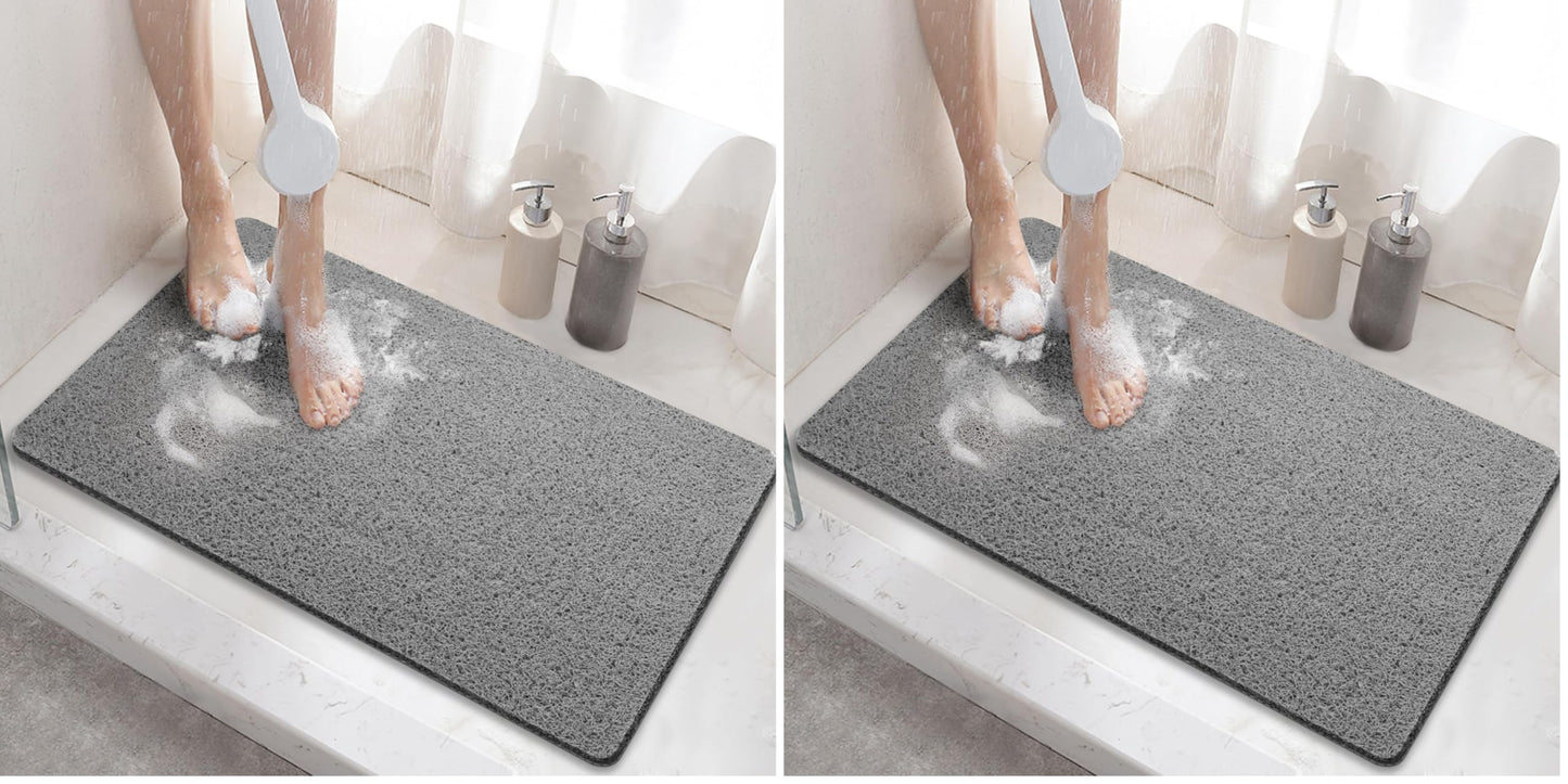 HITSLAM Shower mat Non Slip, 60 x 40 CM Non Slip Bath Mat with Drain, Soft PVC Loofah Shower Bath Mat for Tub, Quick Drying Shower Mat for Bathroom