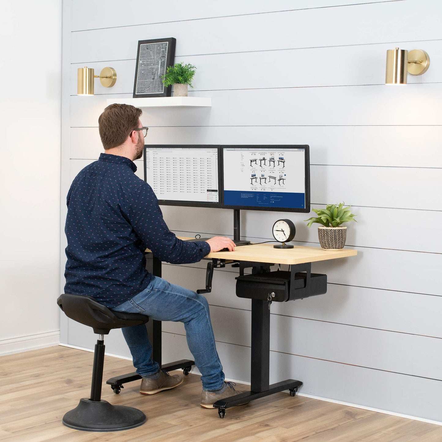 VIVO 33cm Secure Under Desk Mounted Pull-Out Drawer for Office Desk, Lockable Sliding Storage Organizer for Sit Stand Workstation, Black, DESK-AC03L-B