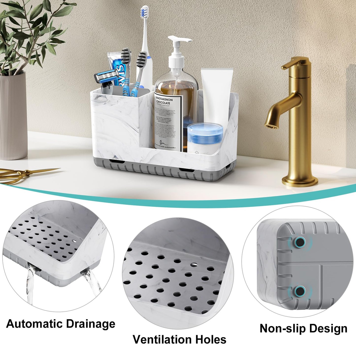PARKMANI Toothbrush Holders for Bathroom Countertop, Kids Electric Toothbrush and Toothpaste Holder, Bathroom Accessories Vanity Organizer