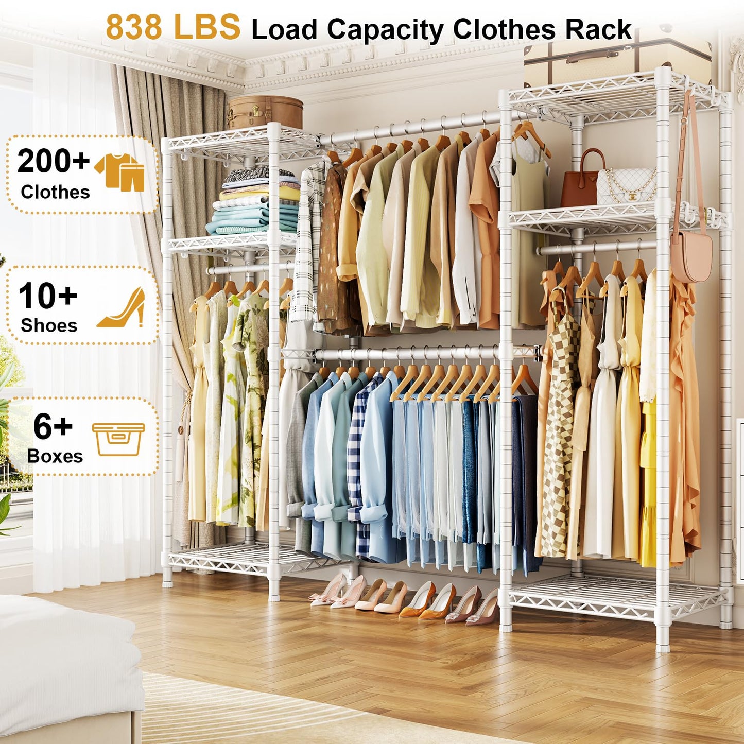 Ulif E7 Heavy Duty Clothing Rail, Clothes Rail with Extendable Rods