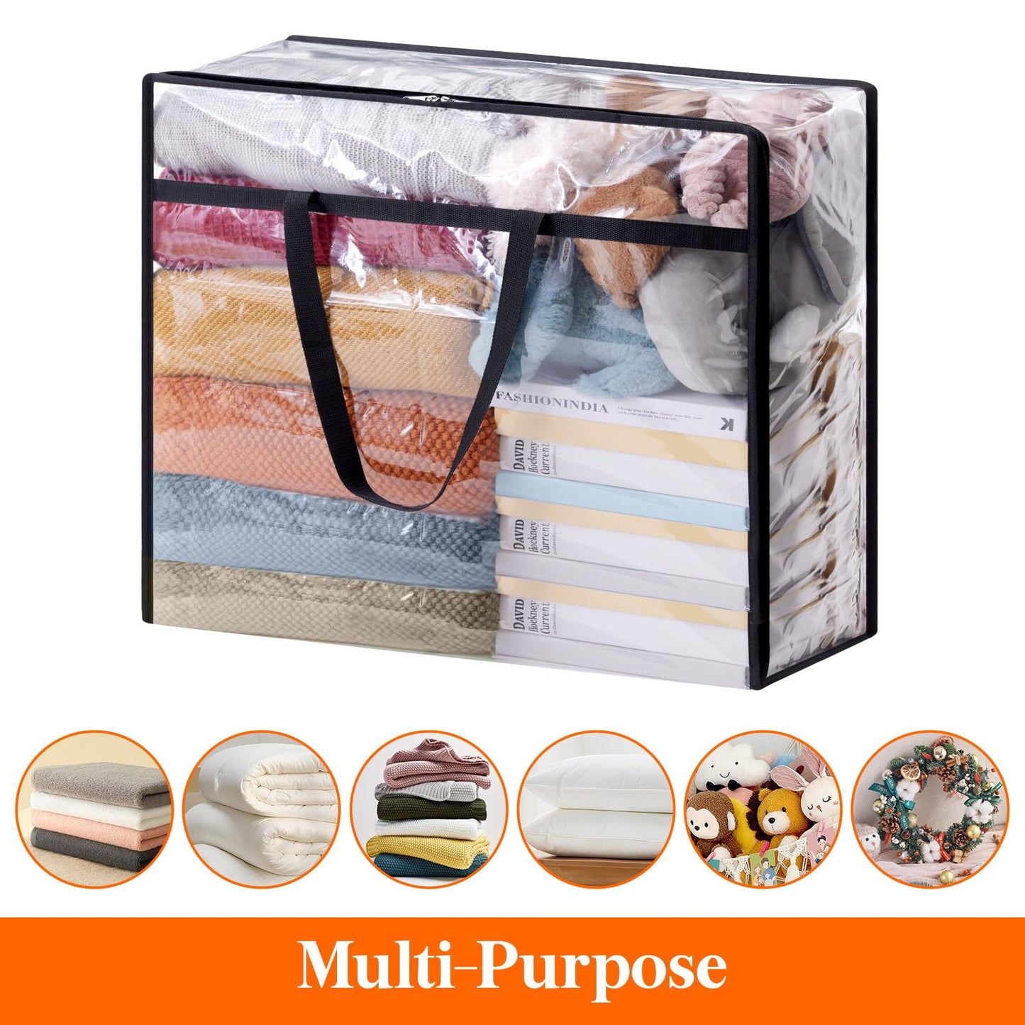 Lifewit 3 Pack Clear Storage Bags, 110L Plastic Clothes Storage Bags